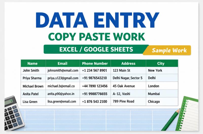 “Fast Data Entry Work”“Excel Copy Paste Project”“PDF Typing Sample” by ...