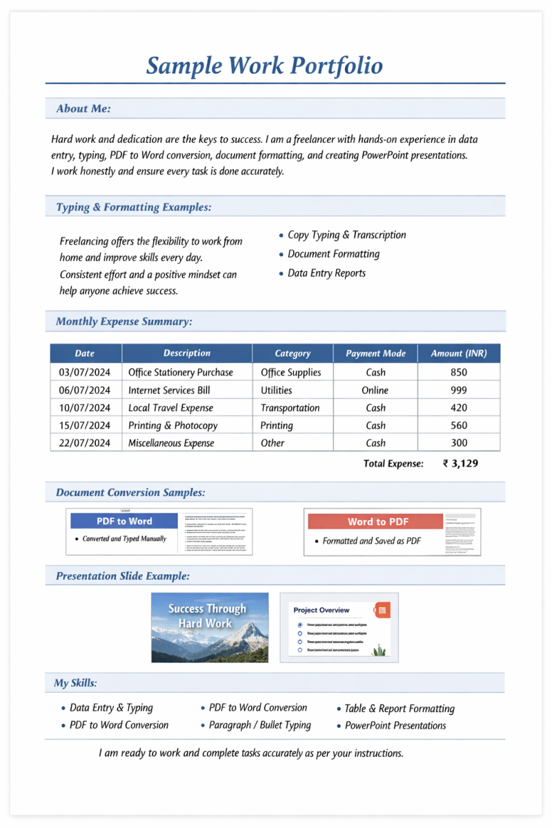 Professional Data Entry, PDF Conversion & Formatting – Sample Portfolio ...