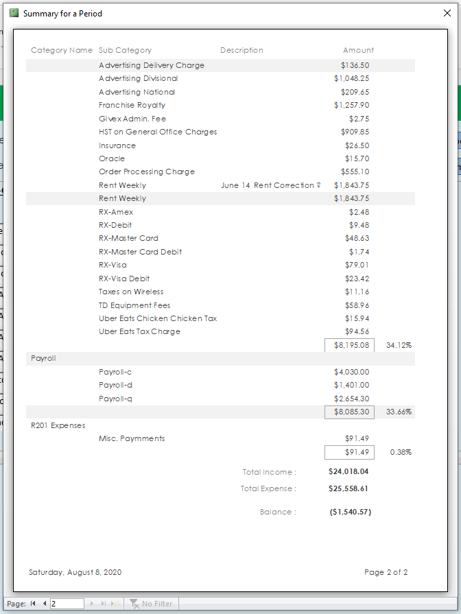 Standard - Income and Expense Register using Access Database Application