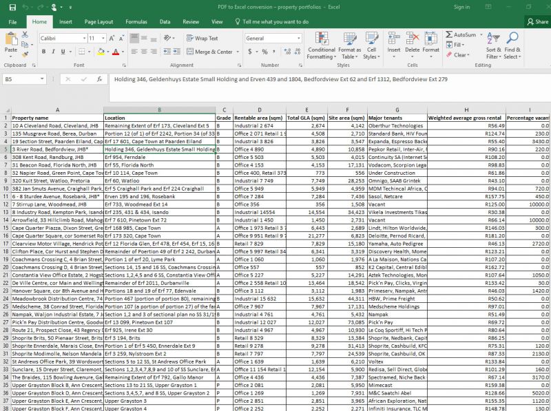 data from pdf to excel