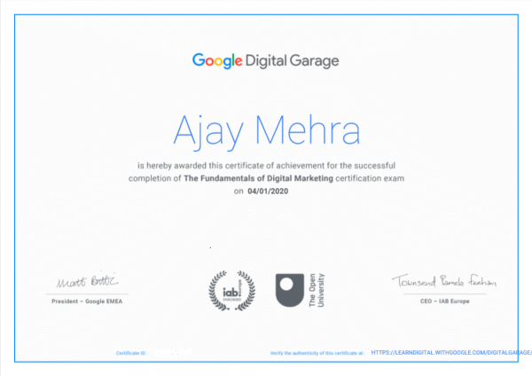 Buy Now Google Fundamentals Digital Marketing Certification With 100% Result