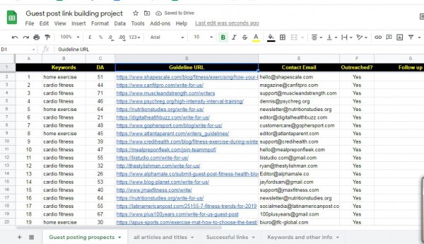 Guest Posting Backlinks Building Prospects Collection and Outreach Manually