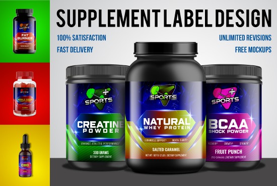I will do supplements label design, packaging design for cbd, hemp oil, protein label