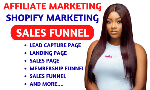 I will do clickbank affiliate marketing sales funnel, shopify marketing sales funnel