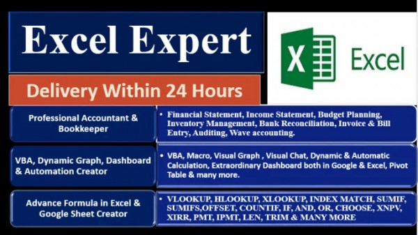 Solve Microsoft Excel, Accounting or Finance Related Problems | Book keeping |