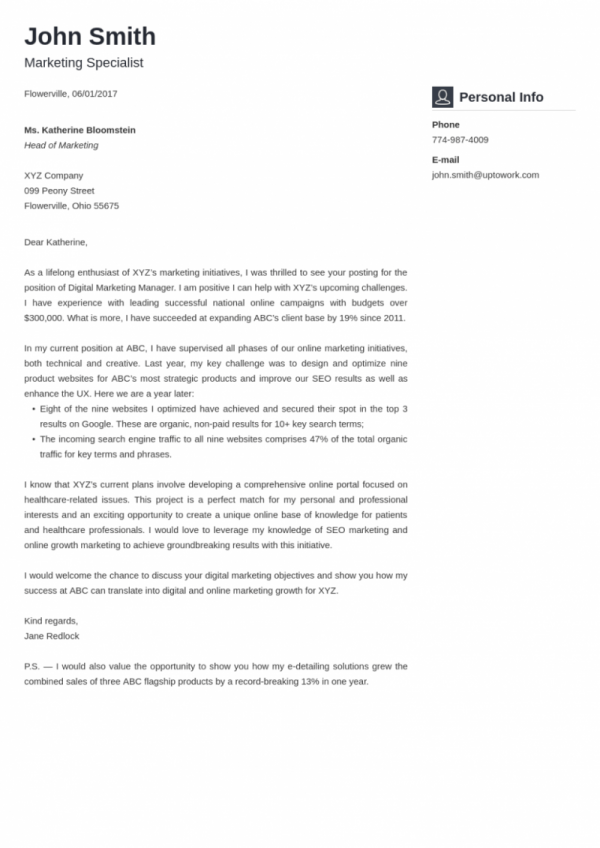i will create a cover letter for you