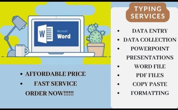 I can help with MS Word typing and PowerPoint presentations.