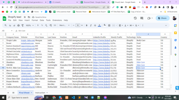 I will do Ecommerce skincare and Beauty Product Leads