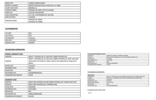 FULL SEARCH   Title Search, Chain Of Title For Real Estate Property US