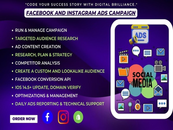 Setup Facebook ads campaign, Instagram, and any social media ads