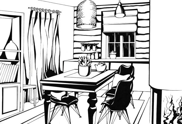 I can create a hand drawing of an interior based on the photo provided by customer. Simply choose one of the 5 styles available in my portfolio.