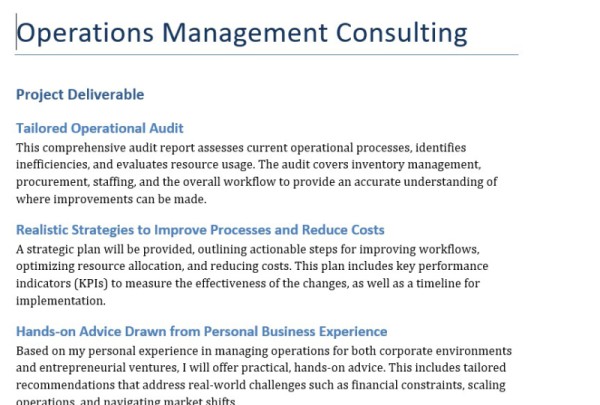 Operations Management Consulting