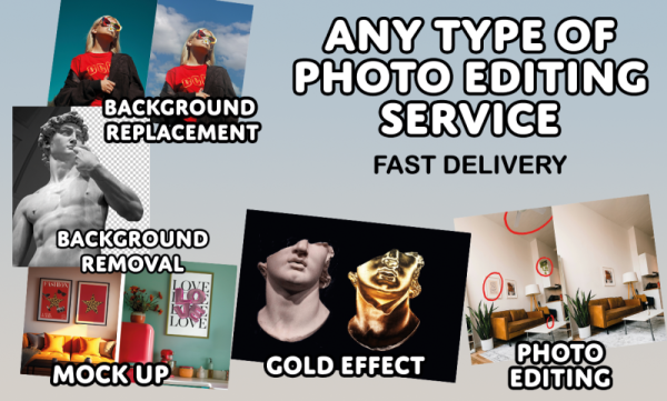 You will get photoshop editing, background removal, Image Retouching, mockup