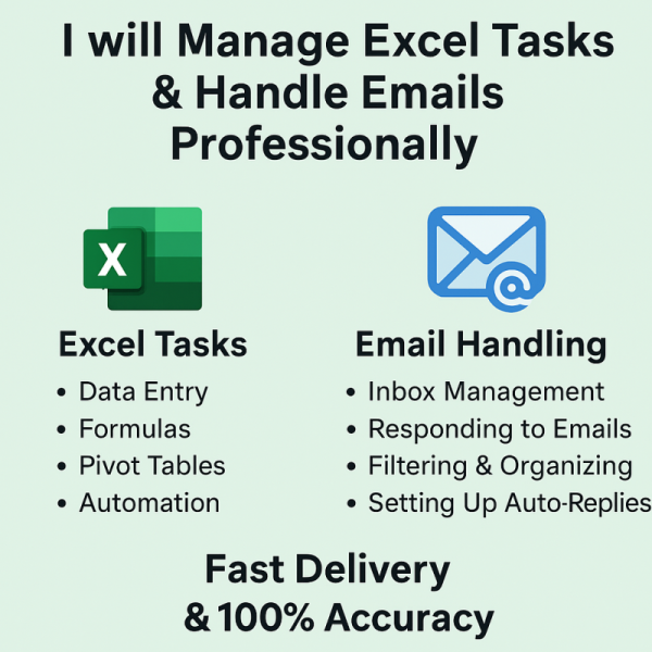 Excel Services Data Entry & Cleaning, email management, virtual chat support