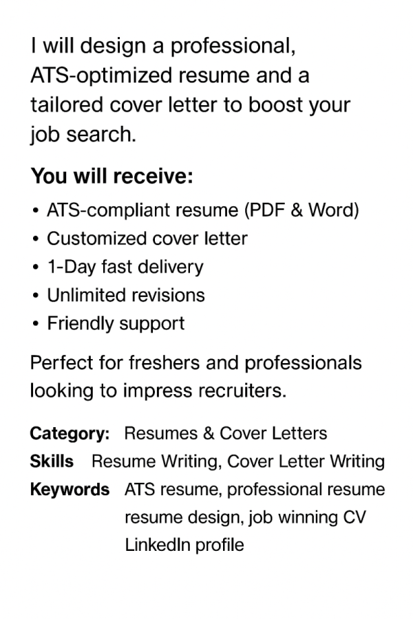 I will write a professional and tailored cover letter to boost your job chances