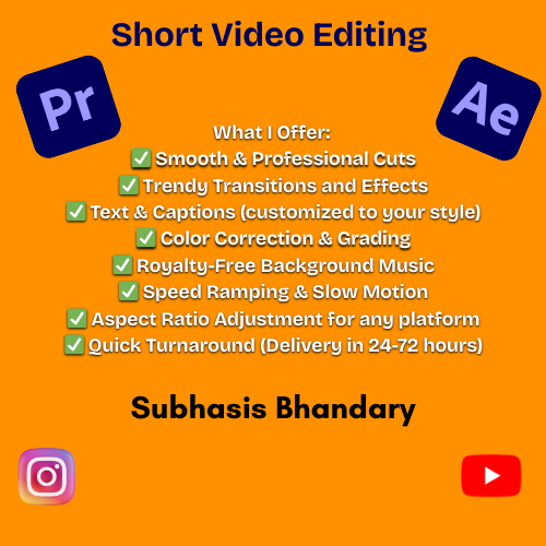 I will do professonal short video editing