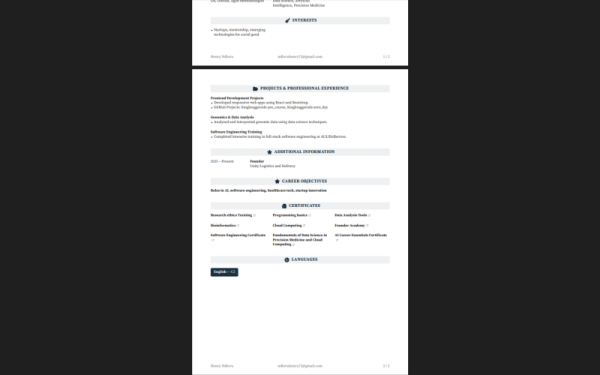 Write professional CV /cover letter