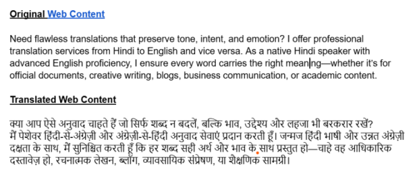 I will translate English to Hindi and vice versa with accuracy
