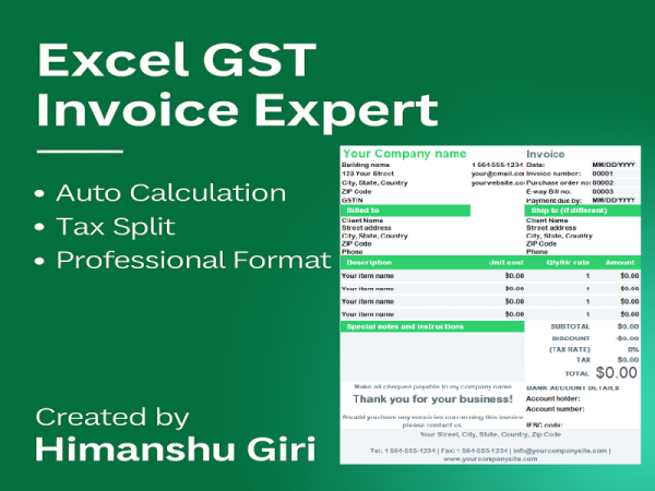 I will create professional GST invoices & Excel reports