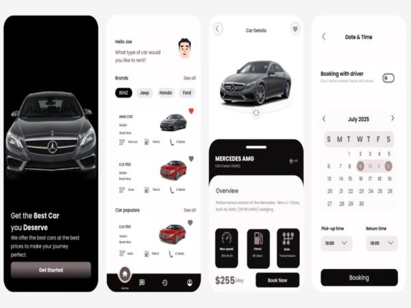 I will design a car rental or booking app in figma
