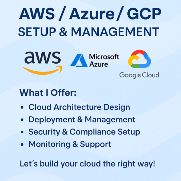 I will setup, manage and optimize AWS, Azure, or GCP cloud infrastructure