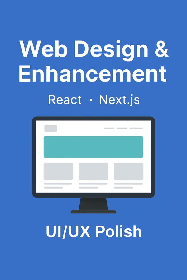 Design & enhance a responsive website with clean UI/UX in React or Next.js