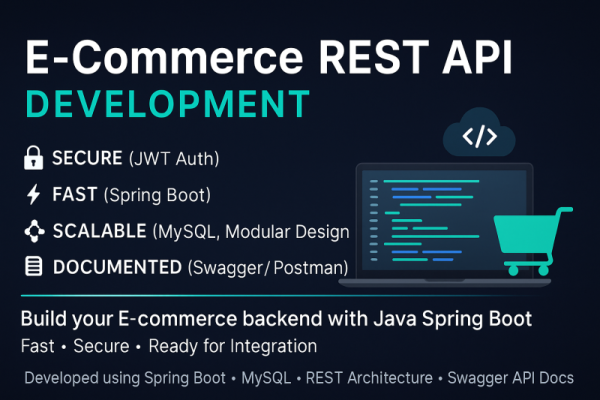 I will develop a complete E commerce REST API using Spring Boot and MySQL