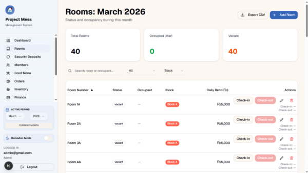We will develop hotel management system with room billing and mess management