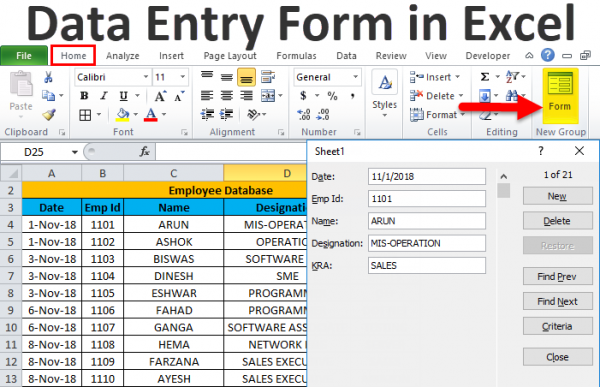 Data entry on your project basis