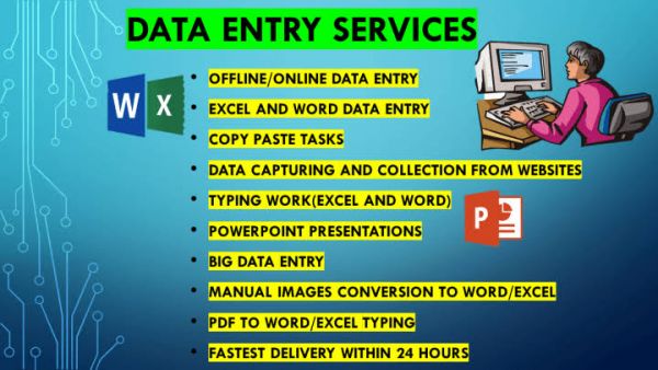 Data Entry,Copy paste, Website research,Video ,PDF,PPT,WordConversation and editing,