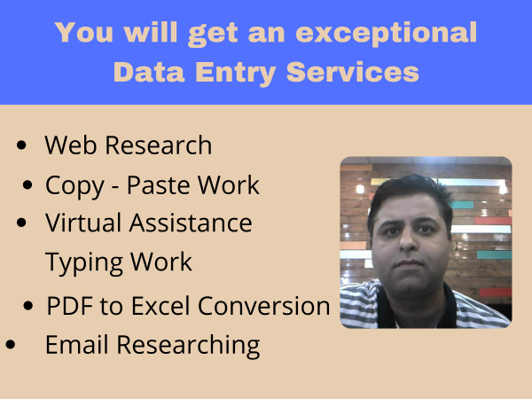 I can provide you an exceptional Data Entry Services. 