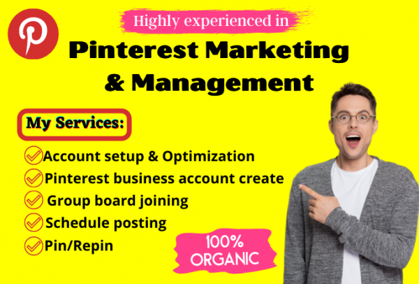 I will do Pinterest marketing and management to increase organic growth