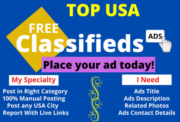 I will post your ads on all top classified sites