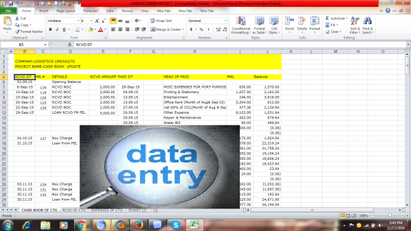 Data entry operator for fultime