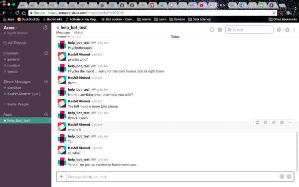 I will create a chatbot and deploy it on Slack or on your website. 